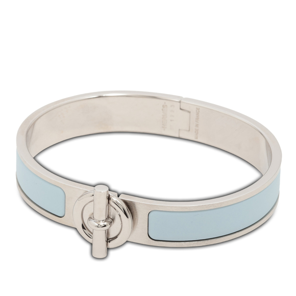 Pre-Loved Hermes Palladium Plated Enamel Clic Glenan Bracelet T4 - Picture 1 of 8